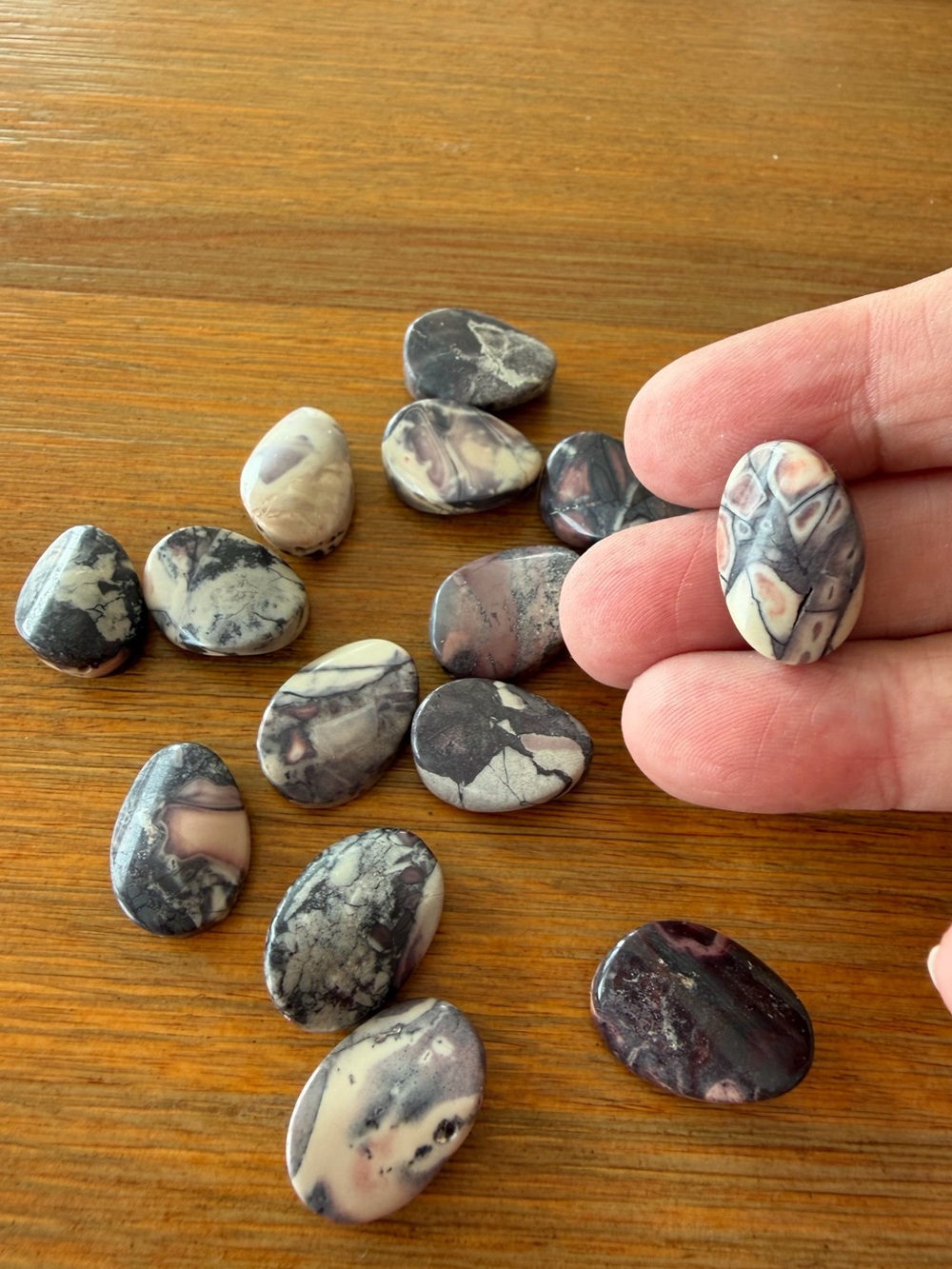 15 Oval Twist Porcelain Jasper Gemstone Beads for Jewelry Making